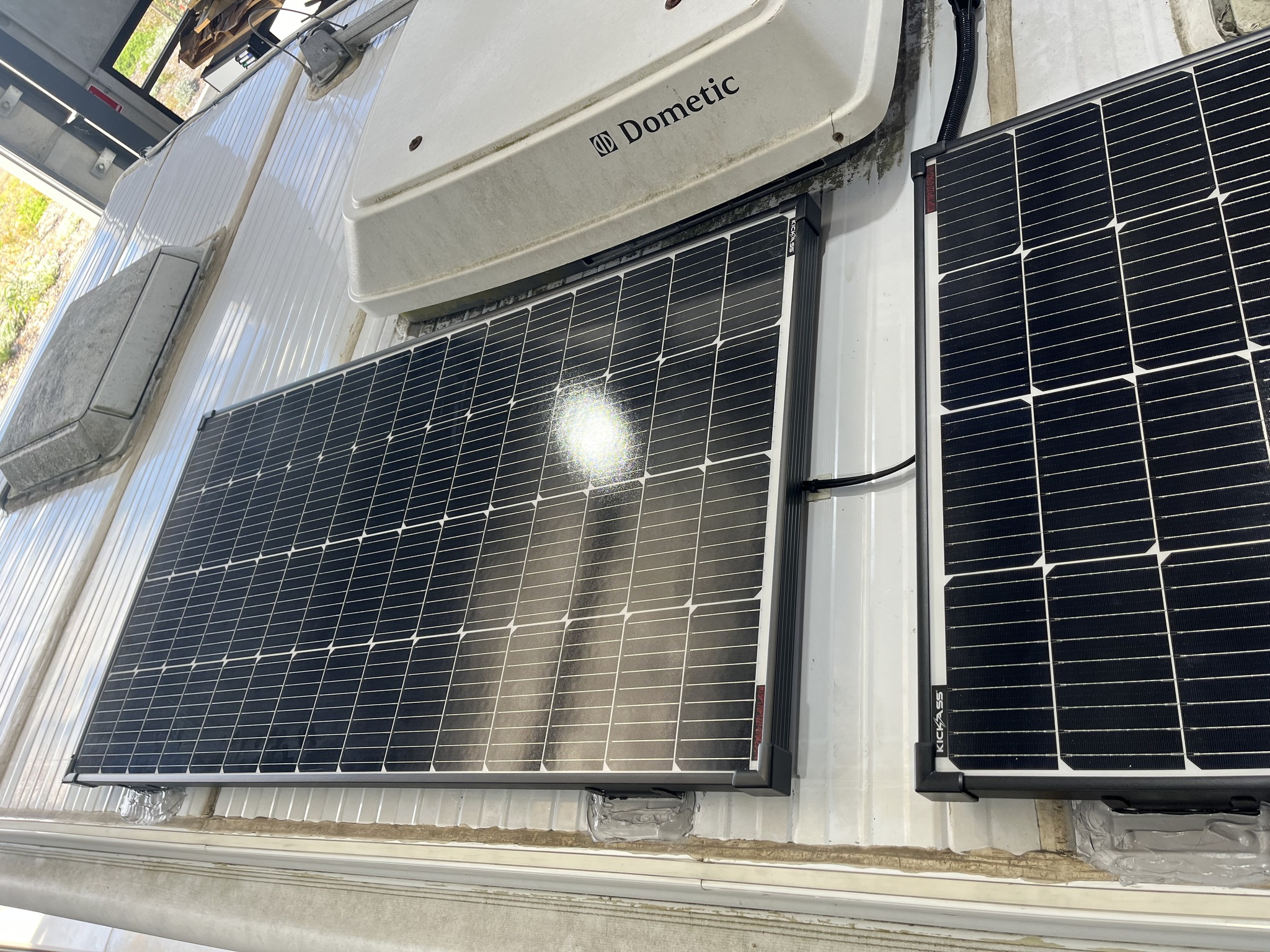 Roof-mounted solar panels for off-grid touring